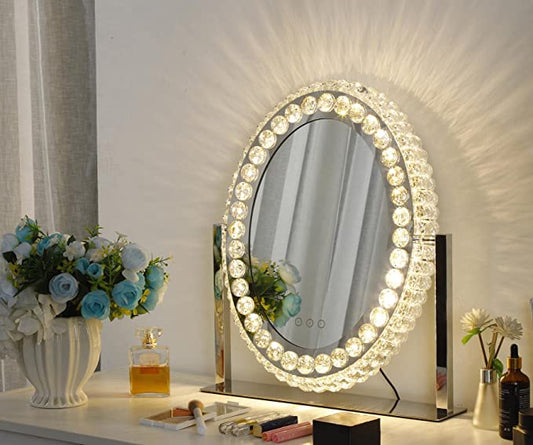 Oval Crystal Led Makeup Mirror