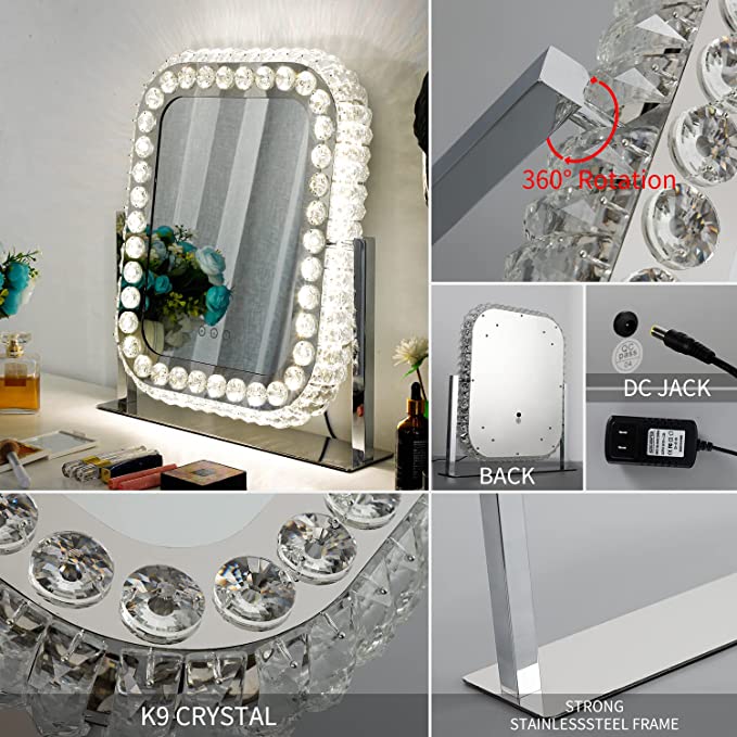 Square Crystal Led Vanity Mirror