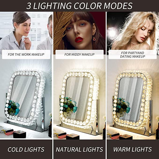 Square Crystal Led Vanity Mirror